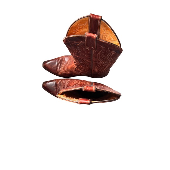 Boulet Brown Leather Western Cowboy Boots Made in Canada Pointed Toe 7 M - Picture 4 of 7